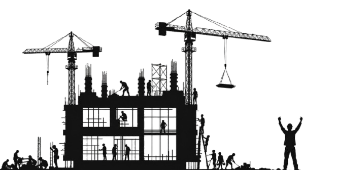 Construction site building artwork
